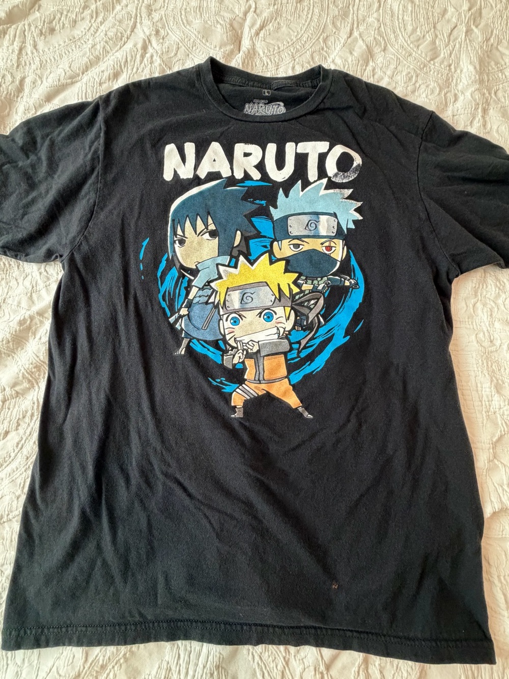 2 for$6✨Ripple Junction Men’s Black Naruto Chibi Trio Graphic Tee, Size L